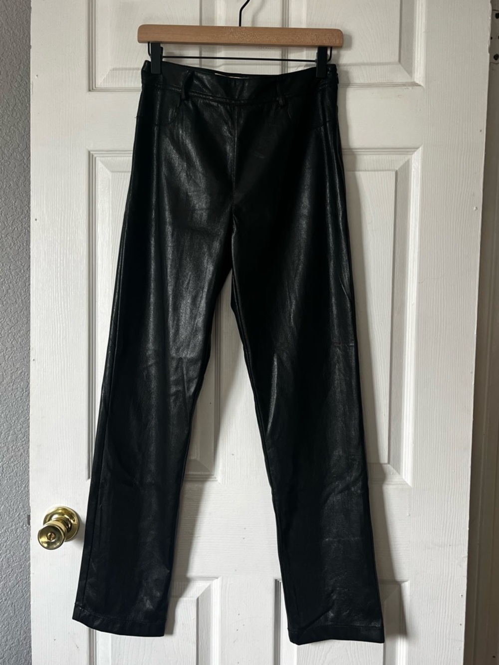 Diane Von Furstenberg Black Faux Leather Chanda Trousers